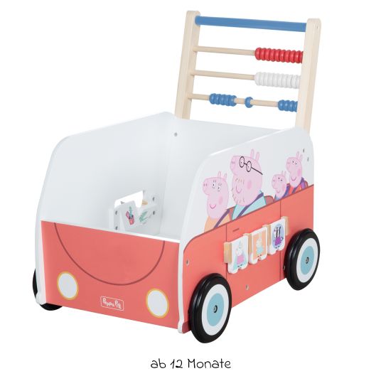 Roba Baby walker push and motor skills bus with clock & slide rule - Peppa Pig - White Red