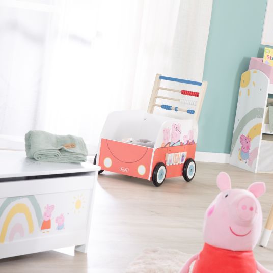 Roba Passeggino per bambini che spinge e abilità motorie con orologio e regolo calcolatore - Peppa Pig - Bianco Rosso