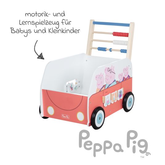 Roba Lauflernwagen Schiebe- und Motorikbus mit Uhr & Rechenschieber - Peppa Pig - Weiß Rot