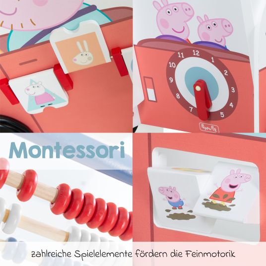 Roba Passeggino per bambini che spinge e abilità motorie con orologio e regolo calcolatore - Peppa Pig - Bianco Rosso