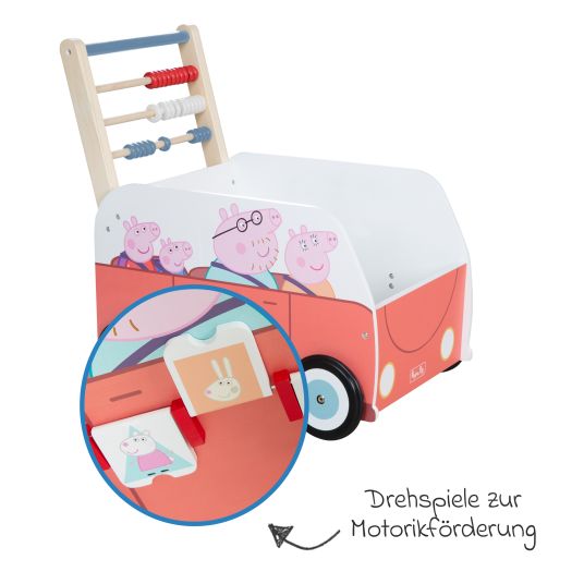 Roba Baby walker push and motor skills bus with clock & slide rule - Peppa Pig - White Red