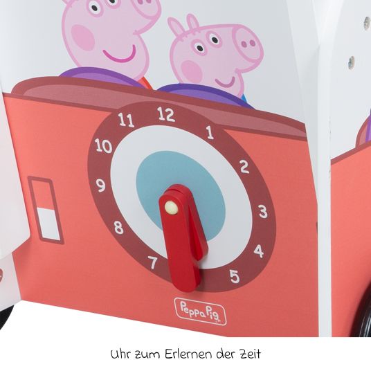 Roba Passeggino per bambini che spinge e abilità motorie con orologio e regolo calcolatore - Peppa Pig - Bianco Rosso