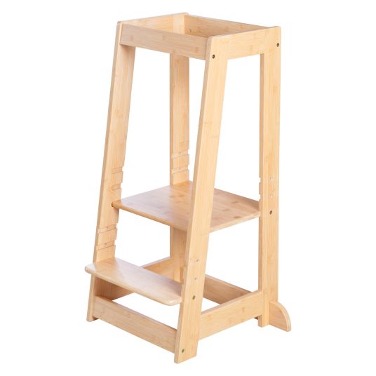 Roba Learning tower made of 100% bamboo with height-adjustable stand and footboard - Montessori - Brown