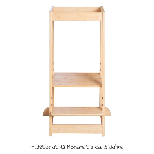 Roba Learning tower made of 100% bamboo with height-adjustable stand and footboard - Montessori - Brown