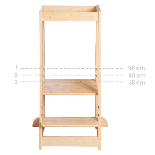 Roba Learning tower made of 100% bamboo with height-adjustable stand and footboard - Montessori - Brown