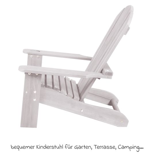 Roba Outdoor Kinderstuhl Deck Chair mit Armlehne & Getränkehalterung - Grau