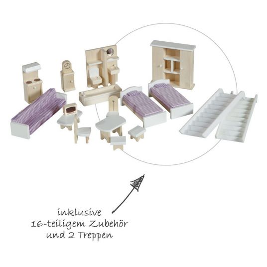 Roba Doll house 3-storey with 16-piece accessories