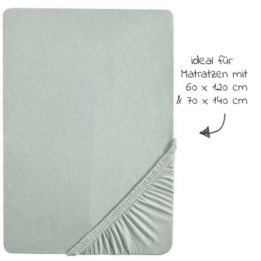 Roba Organic cotton fitted sheet 60 x 120 cm / 70 x 140 cm - Lil Planet - Frosty Green