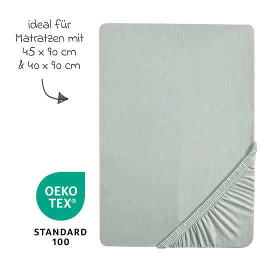 Roba Fitted sheet jersey made of 100% organic cotton GOTS 48 x 90 / 40 x 90 cm - Lil Planet - Frosty Green