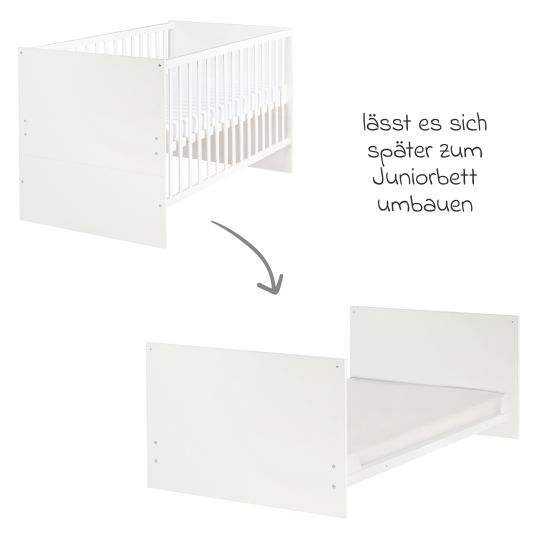 Roba Sparset Kinderzimmer Anton mit Bett, Wickelkommode inkl. Wickelaufsatz - Weiß