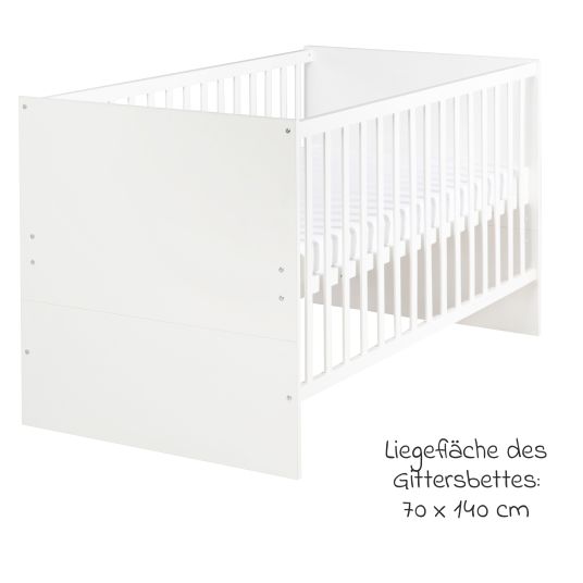 Roba Sparset Kinderzimmer Anton mit Bett, Wickelkommode inkl. Wickelaufsatz - Weiß