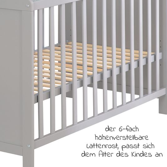 Roba Sparset Kinderzimmer Hamburg mit Bett, Wickelkommode & 2 Canvas Boxen - Taupe