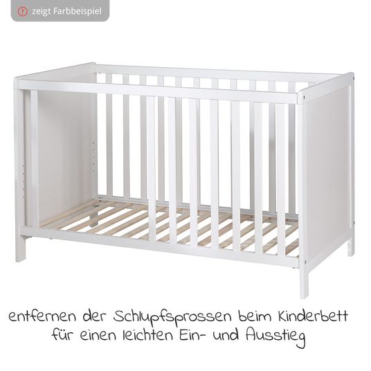 Roba Sparset Kinderzimmer Hamburg mit Bett, Wickelkommode & 2 Canvas Boxen - Taupe