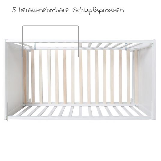 Roba Sparset Kinderzimmer Hamburg mit Bett, Wickelkommode & 2 Canvas Boxen - Weiß