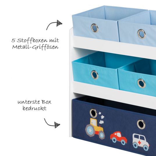 Roba Game shelf with boxes - Racing car - Blue