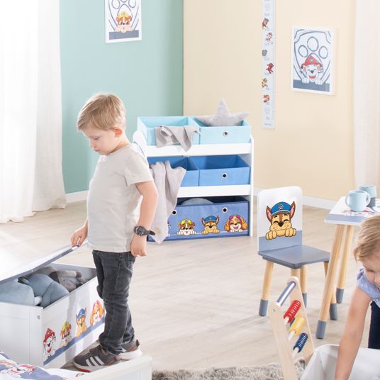 Roba Scaffale per giocattoli con 5 scatole in tessuto - Paw Patrol - Bianco Blu