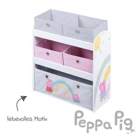 Roba Scaffale per giocattoli con 5 scatole in tessuto - Peppa Pig - Bianco