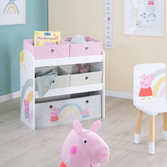 Roba Toy shelf incl. 5 fabric boxes - Peppa Pig - White