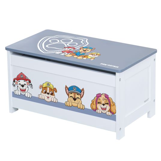 Roba Toy chest with hinged seat and soft-close fitting - Paw Patrol - White Blue