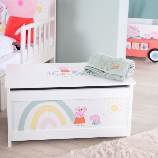 Roba Toy chest with hinged seat and soft-close fitting - Peppa Pig - White