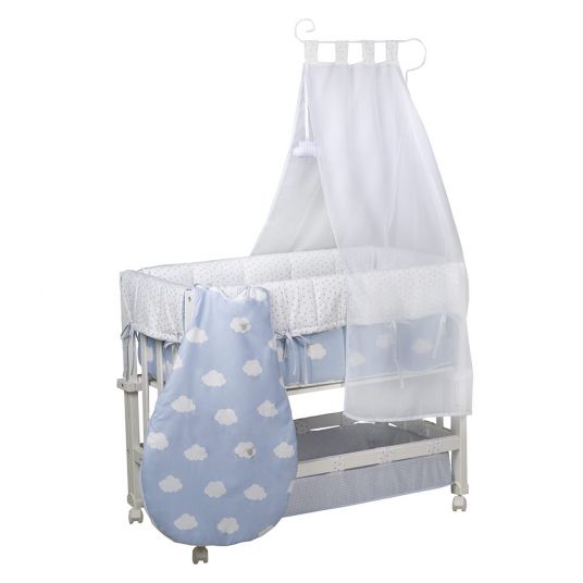 Roba Cot 3 in 1 Babysitter White incl. Accessories - Small Cloud - Blue
