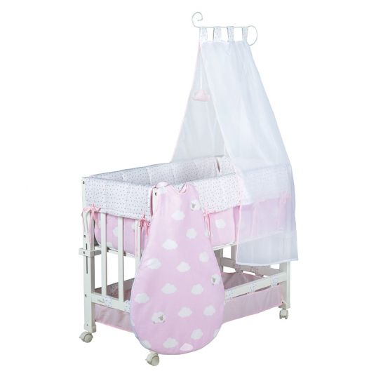Roba Cot 3 in 1 Babysitter White incl. Accessories - Small Cloud - Pink