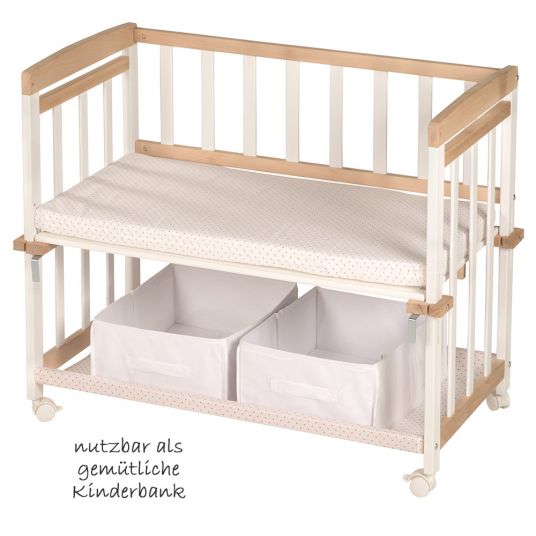 Roba Cot 4 in 1 Babysitter Organic Beech Bicolor incl. Accessories - Vintage Bear