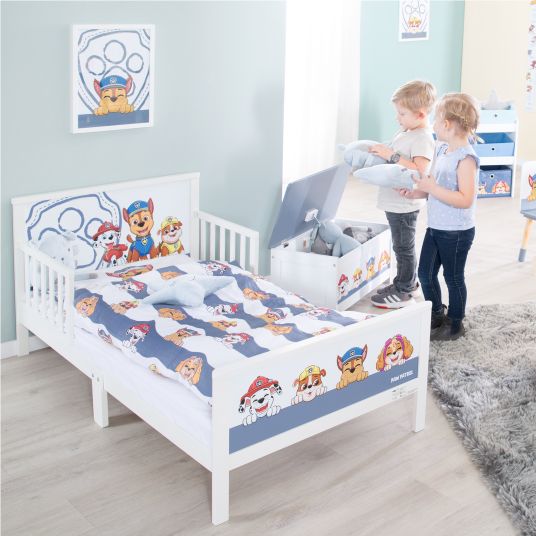 Roba Toddler themed complete bed incl. slatted frame and bed linen 70 x 140 cm - Paw Patrol - White Blue