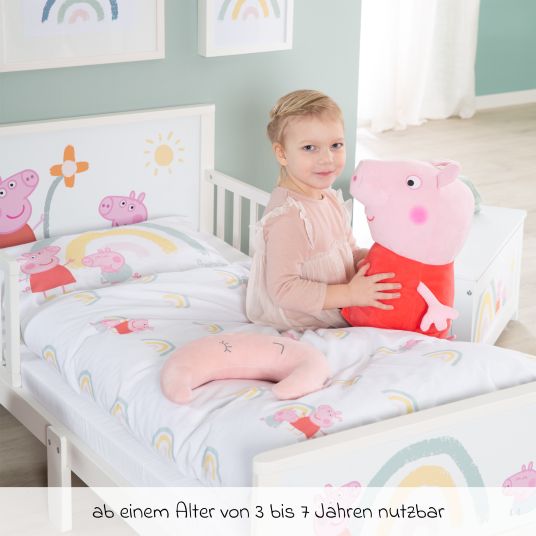 Roba Toddler-Themen-Komplettbett inkl. Lattenrost und Bettwäsche 70 x 140 cm - Peppa Pig - Weiß