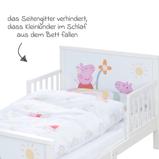 Roba Toddler-Themen-Komplettbett inkl. Lattenrost und Bettwäsche 70 x 140 cm - Peppa Pig - Weiß