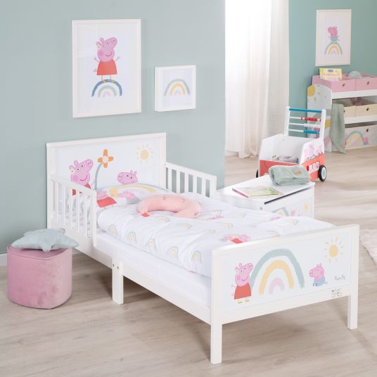 Roba Toddler themed complete bed incl. slatted frame and bed linen 70 x 140 cm - Peppa Pig - White