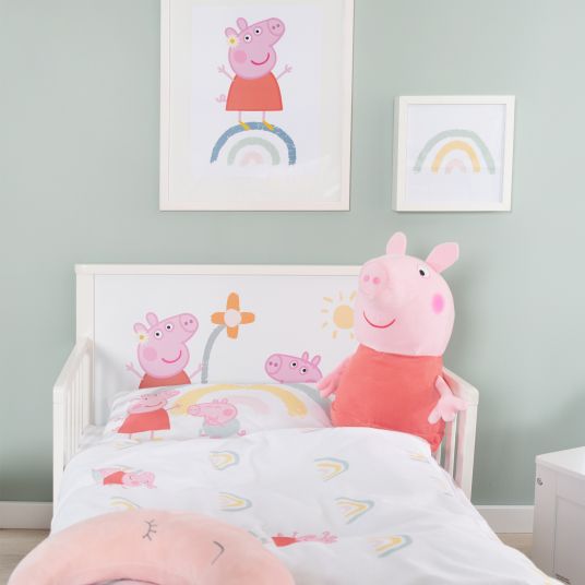 Roba Letto completo a tema per bambini con rete a doghe e lenzuola 70 x 140 cm - Peppa Pig - Bianco