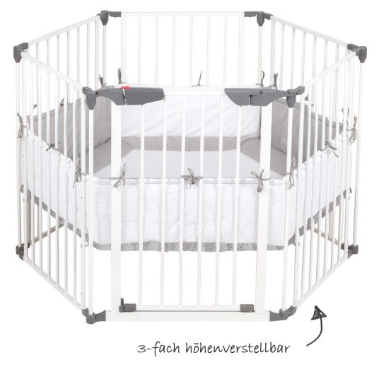 Roba Universal protection and playpen white incl. insert 123 x 123 cm - Dotty - Grey