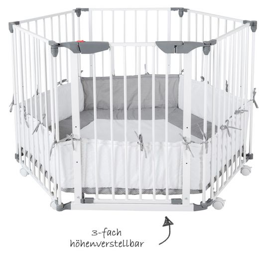 Roba Universal protection and playpen white incl. insert 123 x 123 cm - Dotty - Grey