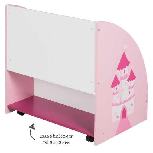 Roba Quarter circle shelf with wheels - Crown - Pink