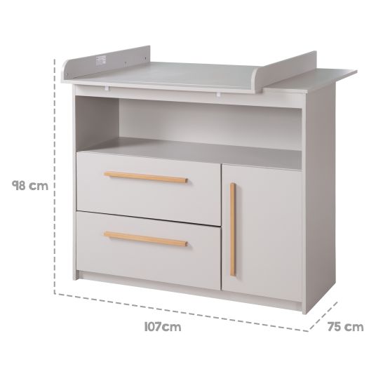 Roba Wickelkommode Lea breit inkl. Wickelaufsatz - Grau