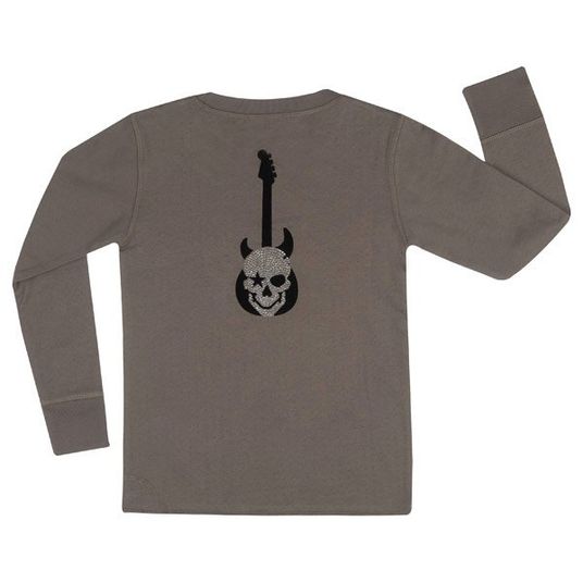 Rock Star Baby Guitar Stead Head Long Sleeve Shirt - Taupe - Size M