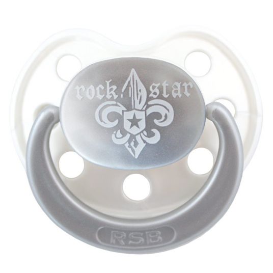 Rock Star Baby Schnuller RSB - Silikon 0-3 M - Fleur de Lis Light