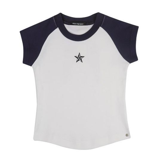 Rock Star Baby T-Shirt Wings - White Blue - Size M