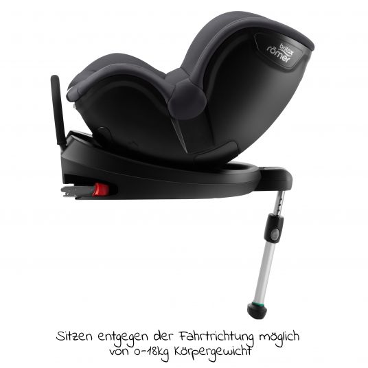 Römer Reboarder-Kindersitz Dualfix 2R 360° drehbar Gr. 0+/1 Geburt-4 Jahre (Geburt-18 kg) Isofix mit Stützbein - Storm Grey