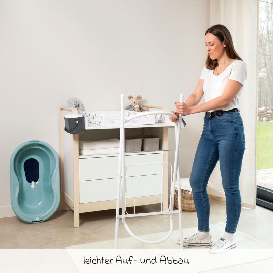 Rotho Babydesign 4-tlg. Badeset / Badestation Top - inkl. Badewanne + Wannenständer + Badeliege + Ablaufschlauch - Lagoon