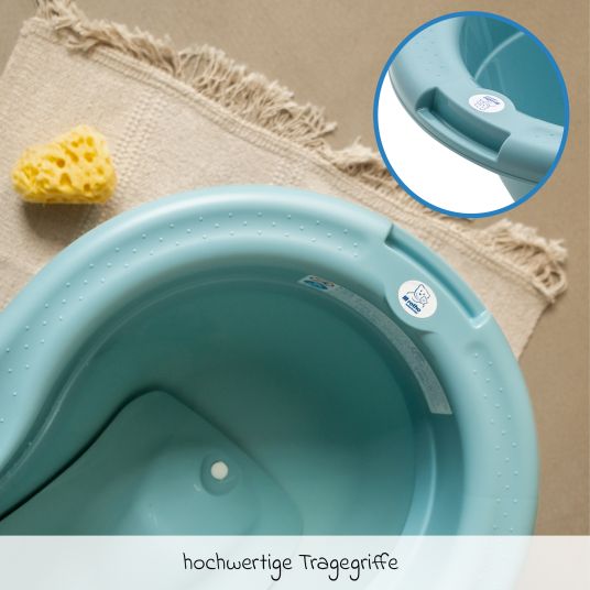 Rotho Babydesign 4-tlg. Badeset / Badestation Top - inkl. Badewanne + Wannenständer + Badeliege + Ablaufschlauch - Lagoon