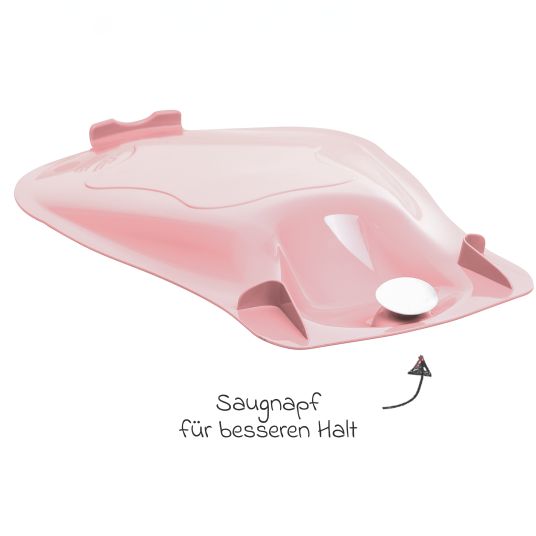 Rotho Babydesign 4-tlg. Badeset / Badestation Top - inkl. Badewanne + Wannenständer + Badeliege + Ablaufschlauch - Soft Rose