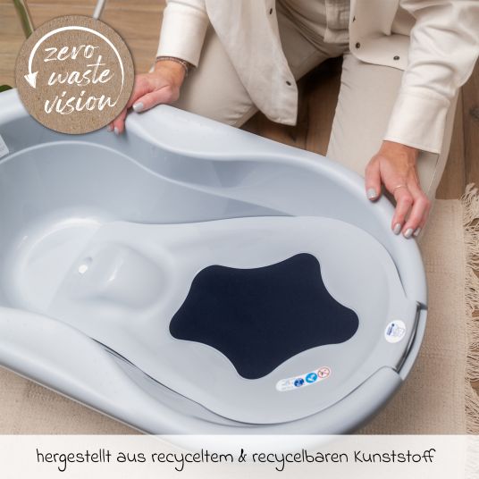 Rotho Babydesign 4-tlg. Badeset / Badestation Top - inkl. Badewanne + Wannenständer + Badeliege + Ablaufschlauch - Stone Grey