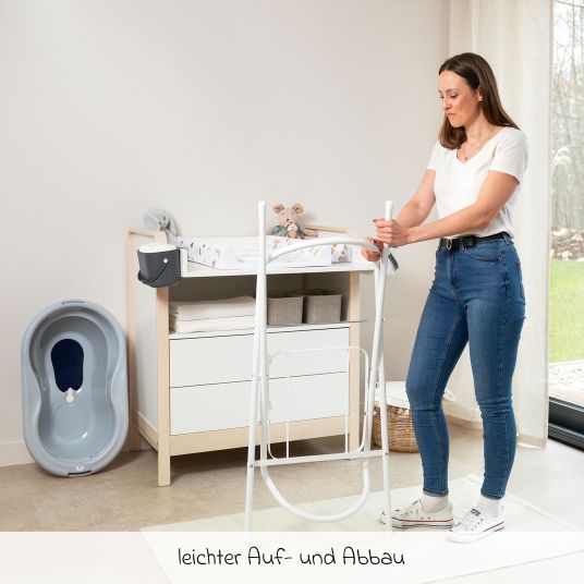 Rotho Babydesign 4-tlg. Badeset / Badestation Top - inkl. Badewanne + Wannenständer + Badeliege + Ablaufschlauch - Stone Grey