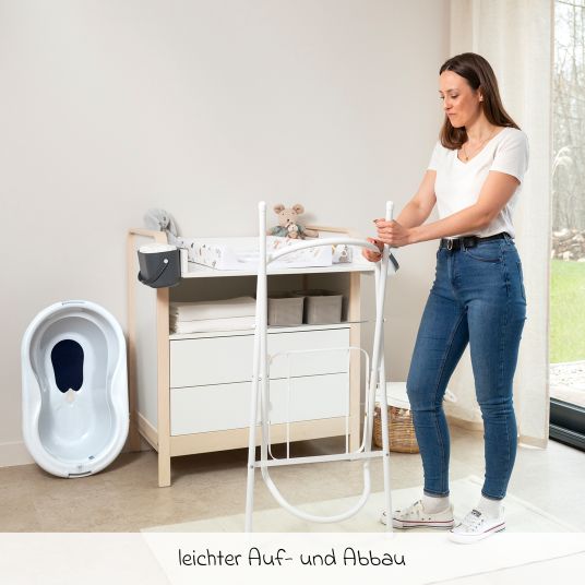 Rotho Babydesign 4-tlg. Badeset / Badestation Top - inkl. Badewanne + Wannenständer + Badeliege + Ablaufschlauch - White