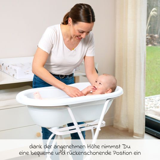 Rotho Babydesign 4-tlg. Badeset / Badestation Top - inkl. Badewanne + Wannenständer + Badeliege + Ablaufschlauch - White