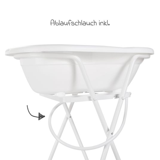 Rotho Babydesign 4-tlg. Badeset / Badestation Top - inkl. Badewanne + Wannenständer + Badeliege + Ablaufschlauch - White