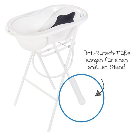 Rotho Babydesign 4-tlg. Badeset / Badestation Top - inkl. Badewanne + Wannenständer + Badeliege + Ablaufschlauch - White