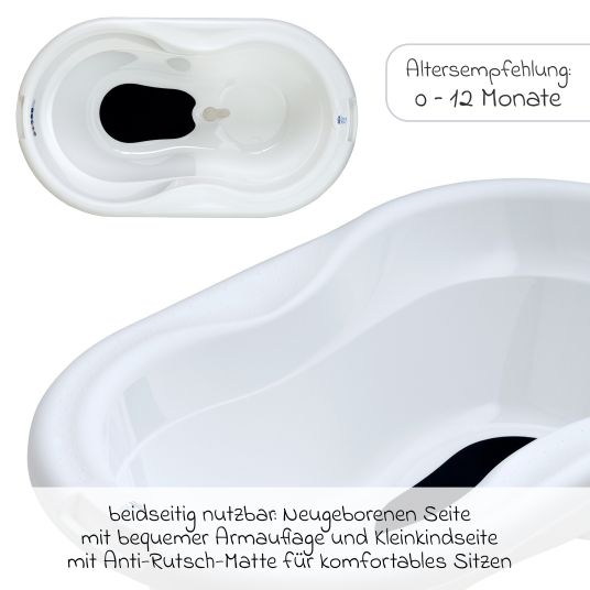 Rotho Babydesign 4-tlg. Badeset / Badestation Top - inkl. Badewanne + Wannenständer + Badeliege + Ablaufschlauch - White